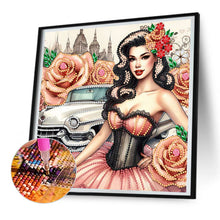 Load image into Gallery viewer, Diamond Painting - Partial Special Shaped - retro girl (30*30CM)