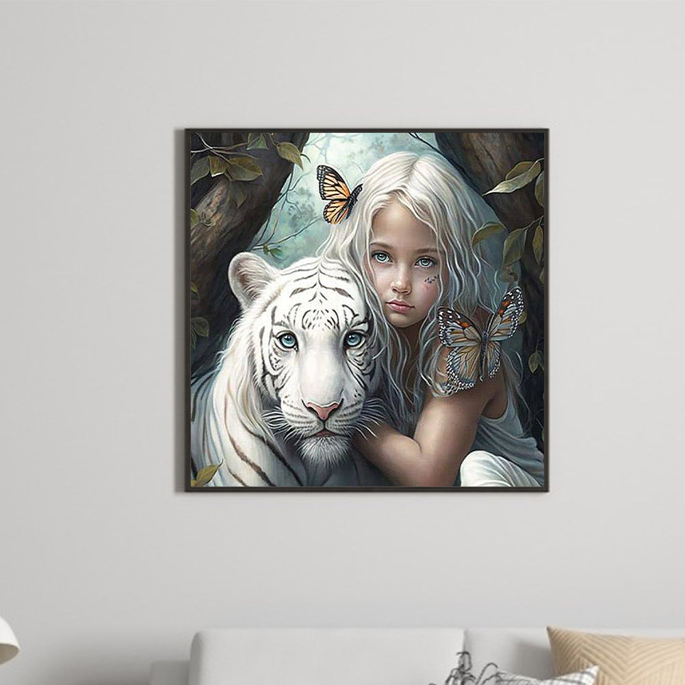 Diamond Painting - Full Round - girl and beast (30*30CM)
