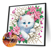 Load image into Gallery viewer, Diamond Painting - Partial Special Shaped - The kitten that breaks out of the wall (30*30CM)