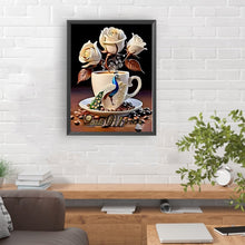 Load image into Gallery viewer, Diamond Painting - Full Round - White Rose Peacock Cup (30*40CM)