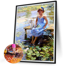 Load image into Gallery viewer, Diamond Painting - Full Round - girl and dog (30*40CM)