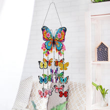 Load image into Gallery viewer, Flower Butterflies Wind Chime Double Sided Diamond Painting Hanging Pendant