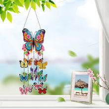 Load image into Gallery viewer, Flower Butterflies Wind Chime Double Sided Diamond Painting Hanging Pendant