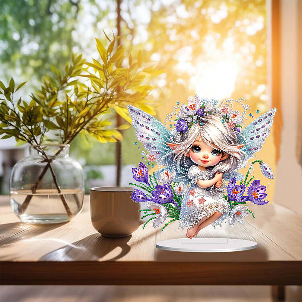 Flower Fairy Special Shaped Double Sided Diamond Painting Tabletop Ornaments Kit