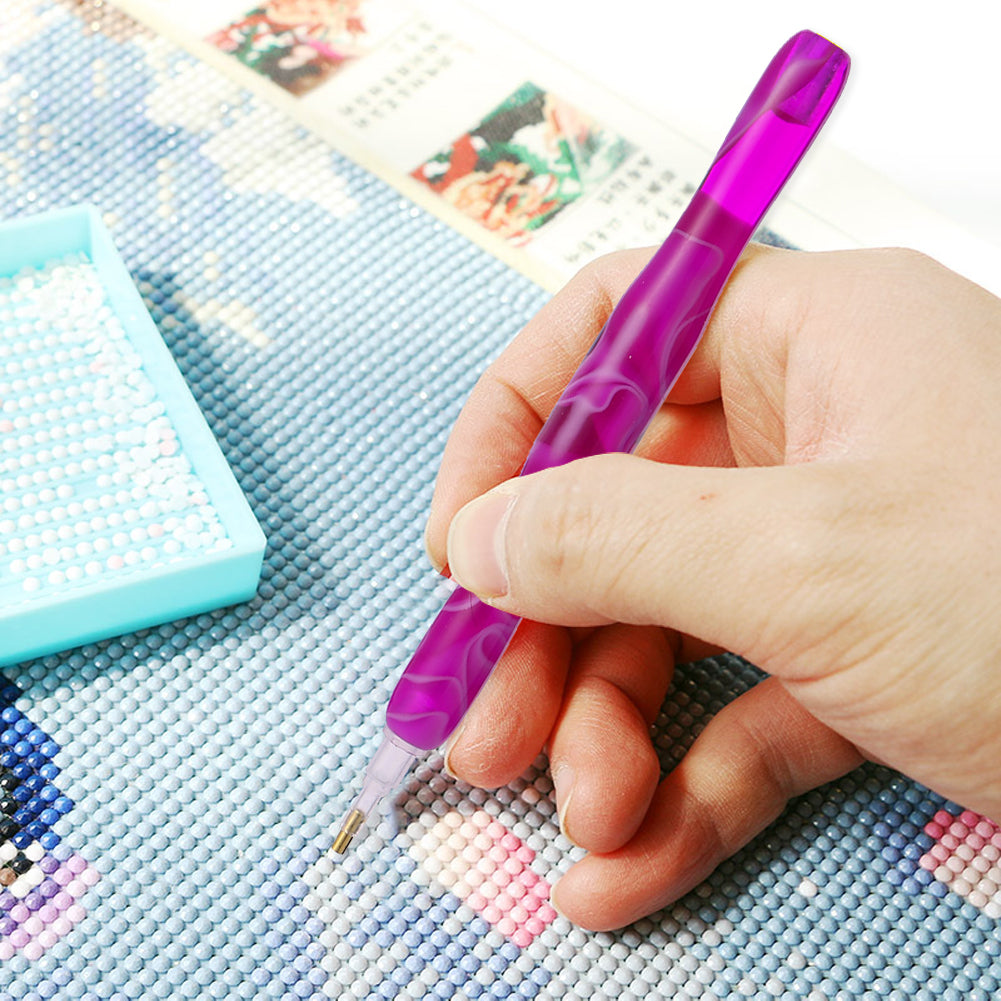 Resin 5D Diamond Painting Pen Kit with 5 Drill Pen Picking Heads and 1 Glue Clay