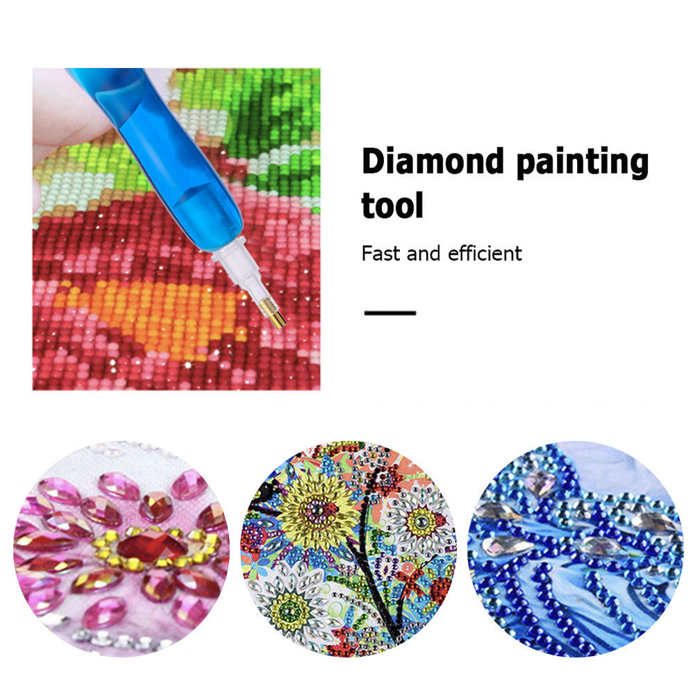 Resin 5D Diamond Painting Pen Kit with 5 Drill Pen Picking Heads and 1 Glue Clay