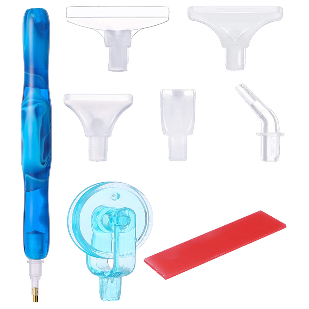 Resin 5D Diamond Painting Pen Kit with 5 Drill Pen Picking Heads and 1 Glue Clay