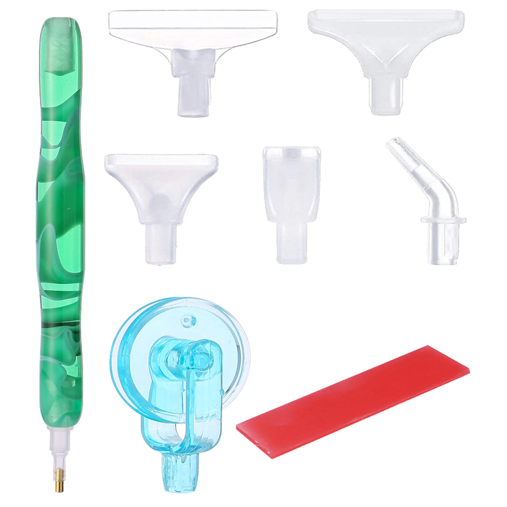 Resin 5D Diamond Painting Pen Kit with 5 Drill Pen Picking Heads and 1 Glue Clay