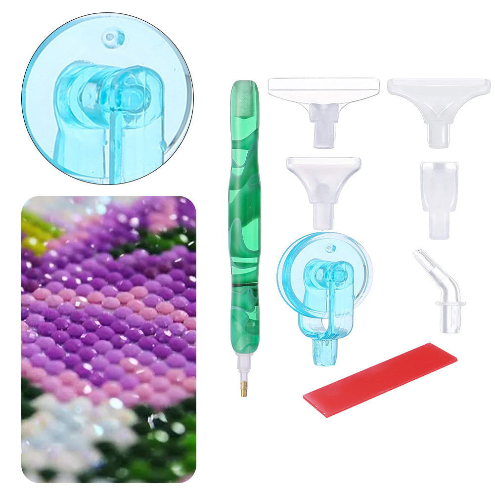 Resin 5D Diamond Painting Pen Kit with 5 Drill Pen Picking Heads and 1 Glue Clay
