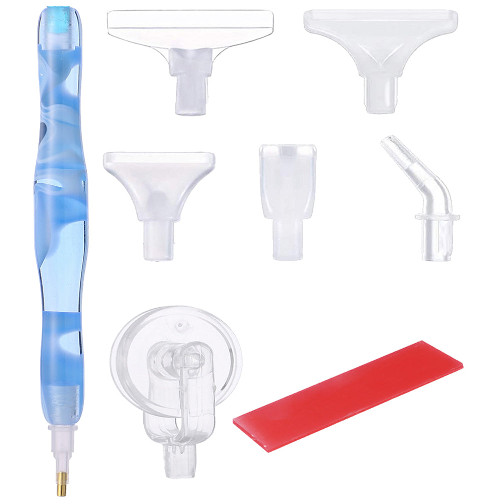 Resin 5D Diamond Painting Pen Kit with 5 Drill Pen Picking Heads and 1 Glue Clay