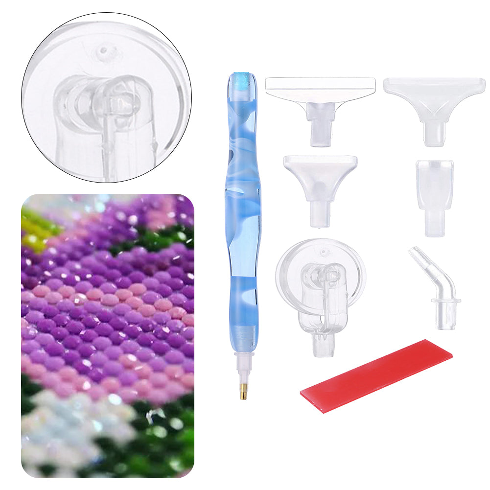 Resin 5D Diamond Painting Pen Kit with 5 Drill Pen Picking Heads and 1 Glue Clay