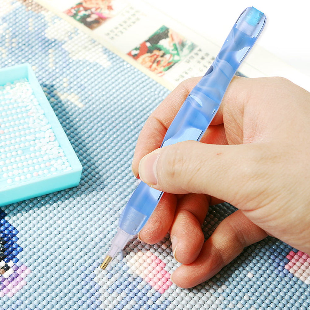 Resin 5D Diamond Painting Pen Kit with 5 Drill Pen Picking Heads and 1 Glue Clay