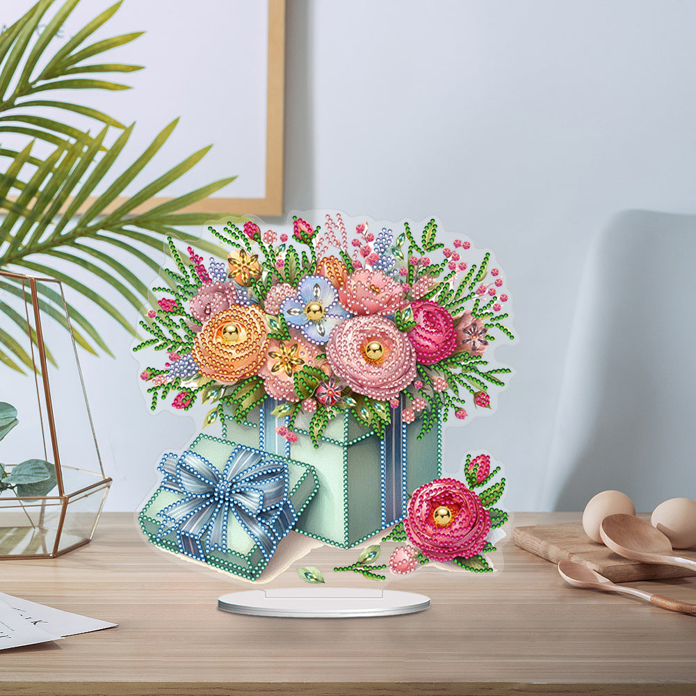 Flower Special Shaped Diamond Painting Desktop Ornaments Kit Bedroom Table Decor