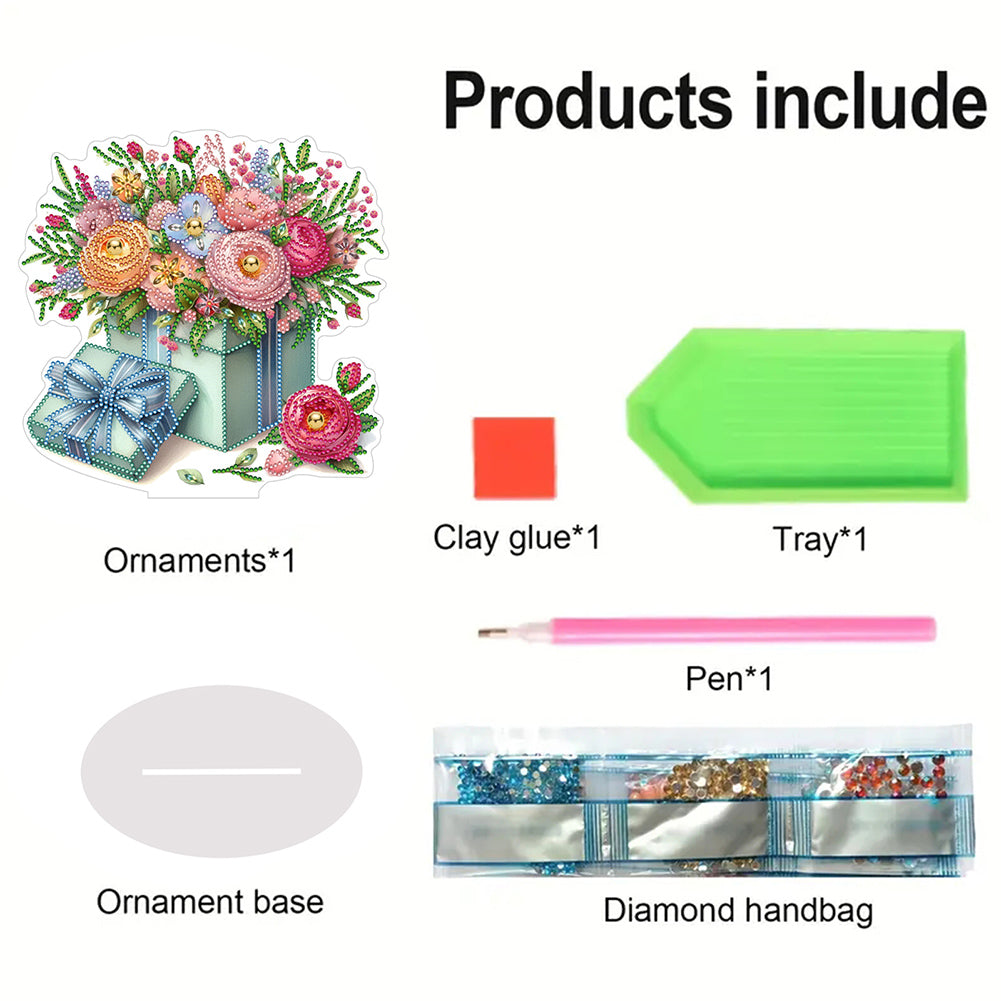 Flower Special Shaped Diamond Painting Desktop Ornaments Kit Bedroom Table Decor