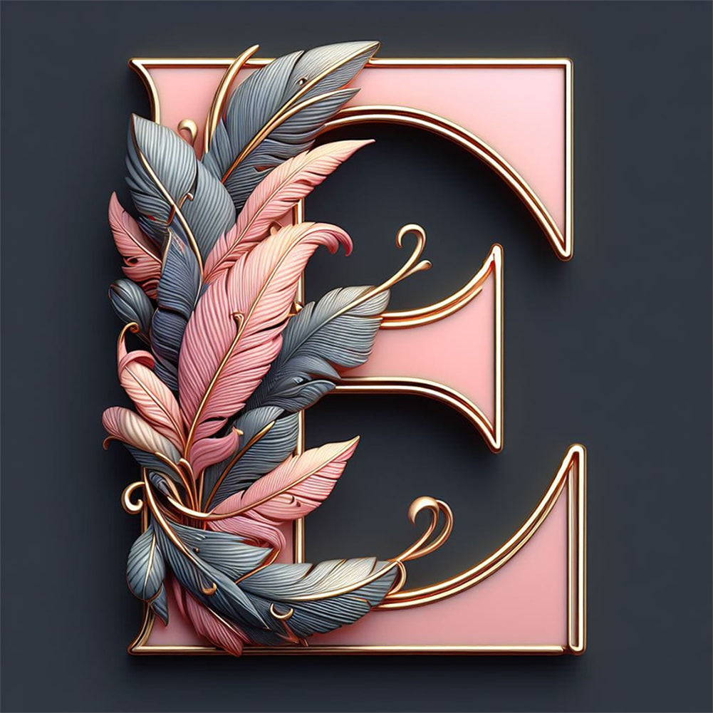 Diamond Painting - Full Round - Feather letter E (30*30CM)