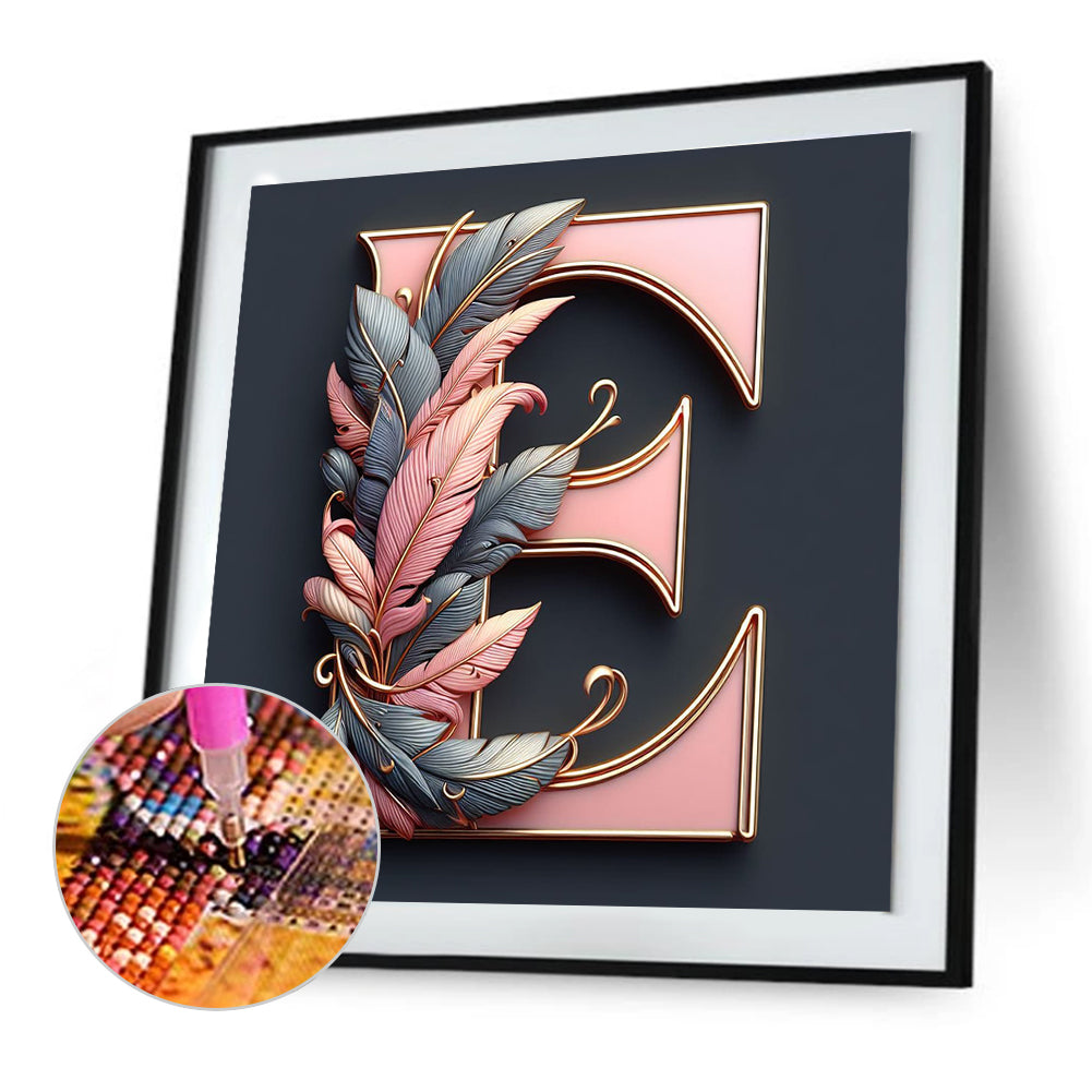 Diamond Painting - Full Round - Feather letter E (30*30CM)