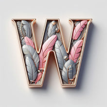 Load image into Gallery viewer, Diamond Painting - Full Round - Feather letter W (30*30CM)