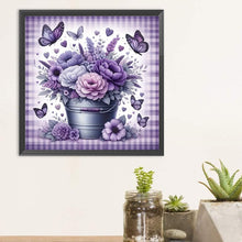 Load image into Gallery viewer, Diamond Painting - Full Round - purple flower butterfly (30*30CM)