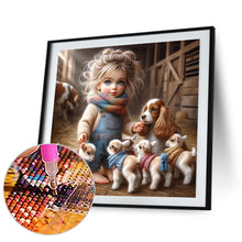 Load image into Gallery viewer, Diamond Painting - Full Round - Girl with animal puppy (30*30CM)