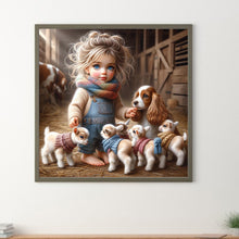Load image into Gallery viewer, Diamond Painting - Full Round - Girl with animal puppy (30*30CM)