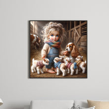 Load image into Gallery viewer, Diamond Painting - Full Round - Girl with animal puppy (30*30CM)