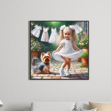 Load image into Gallery viewer, Diamond Painting - Full Round - Girl with animal puppy (30*30CM)