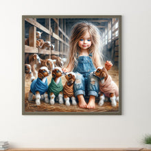 Load image into Gallery viewer, Diamond Painting - Full Round - Girl with animal lamb (30*30CM)