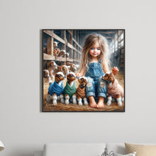 Load image into Gallery viewer, Diamond Painting - Full Round - Girl with animal lamb (30*30CM)
