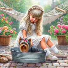 Load image into Gallery viewer, Diamond Painting - Full Round - Girl with animal puppy (30*30CM)