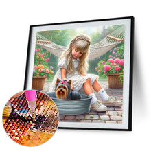Load image into Gallery viewer, Diamond Painting - Full Round - Girl with animal puppy (30*30CM)