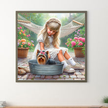 Load image into Gallery viewer, Diamond Painting - Full Round - Girl with animal puppy (30*30CM)