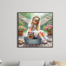 Load image into Gallery viewer, Diamond Painting - Full Round - Girl with animal puppy (30*30CM)