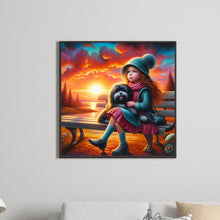 Load image into Gallery viewer, Diamond Painting - Full Round - Girl with animal puppy (30*30CM)