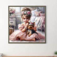 Load image into Gallery viewer, Diamond Painting - Full Round - Girl with animal puppy (30*30CM)