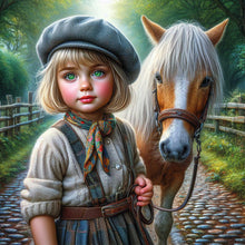 Load image into Gallery viewer, Diamond Painting - Full Round - Girl with animal pony (30*30CM)
