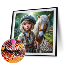 Load image into Gallery viewer, Diamond Painting - Full Round - Girl with animal pony (30*30CM)
