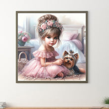 Load image into Gallery viewer, Diamond Painting - Full Round - Girl with animal puppy (30*30CM)