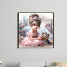 Load image into Gallery viewer, Diamond Painting - Full Round - Girl with animal puppy (30*30CM)