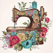 Load image into Gallery viewer, Diamond Painting - Partial Special Shaped - Retro nostalgic flower sewing machine (30*30CM)