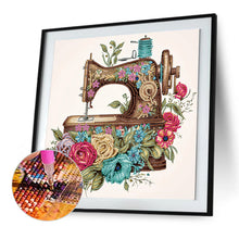 Load image into Gallery viewer, Diamond Painting - Partial Special Shaped - Retro nostalgic flower sewing machine (30*30CM)