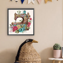 Load image into Gallery viewer, Diamond Painting - Partial Special Shaped - Retro nostalgic flower sewing machine (30*30CM)