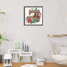 Load image into Gallery viewer, Diamond Painting - Partial Special Shaped - Retro nostalgic flower sewing machine (30*30CM)