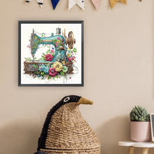 Load image into Gallery viewer, Diamond Painting - Partial Special Shaped - Retro nostalgic flower sewing machine (30*30CM)