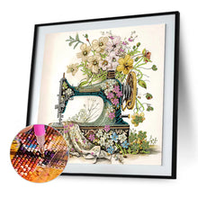 Load image into Gallery viewer, Diamond Painting - Partial Special Shaped - Retro nostalgic flower sewing machine (30*30CM)