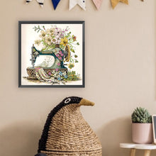 Load image into Gallery viewer, Diamond Painting - Partial Special Shaped - Retro nostalgic flower sewing machine (30*30CM)