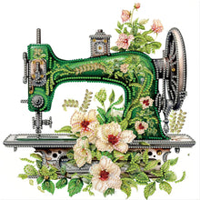 Load image into Gallery viewer, Diamond Painting - Partial Special Shaped - Retro nostalgic flower sewing machine (30*30CM)