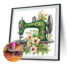 Load image into Gallery viewer, Diamond Painting - Partial Special Shaped - Retro nostalgic flower sewing machine (30*30CM)