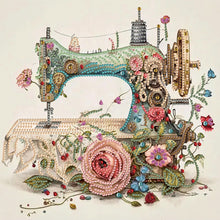 Load image into Gallery viewer, Diamond Painting - Partial Special Shaped - Retro nostalgic flower sewing machine (30*30CM)