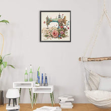 Load image into Gallery viewer, Diamond Painting - Partial Special Shaped - Retro nostalgic flower sewing machine (30*30CM)