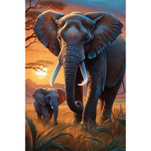 Load image into Gallery viewer, Diamond Painting - Full Round - Tropical elephant mother and child (40*60CM)